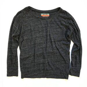 Nation LTD Top Blouse Shirt Womens 2 Charcoal Gray Long Sleeve Cotton Round Neck